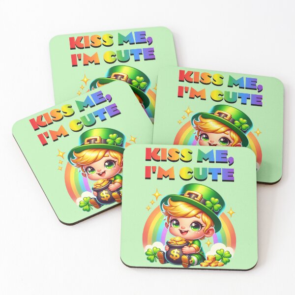 Item preview, Kiss Me, I'm Cute! St. Patrick's Spirit Apparel and Goods designed and sold by AnalajiaDesigns.