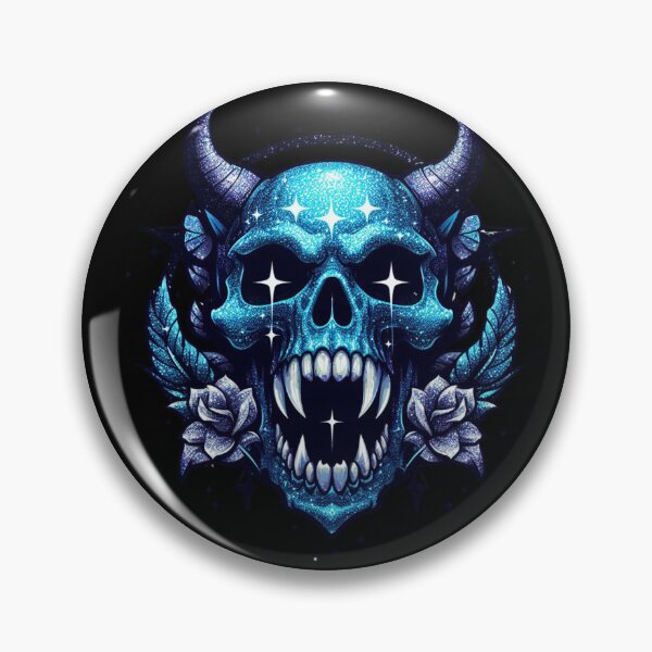 Item preview, Blue Glittered Fanged Skull designed and sold by Mark Cannon.