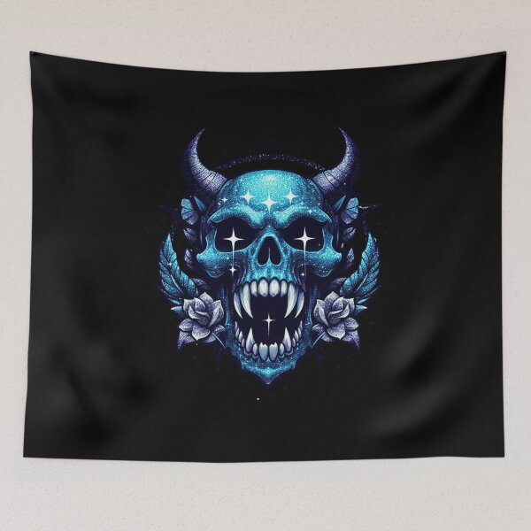 Item preview, Blue Glittered Fanged Skull designed and sold by Mark Cannon.
