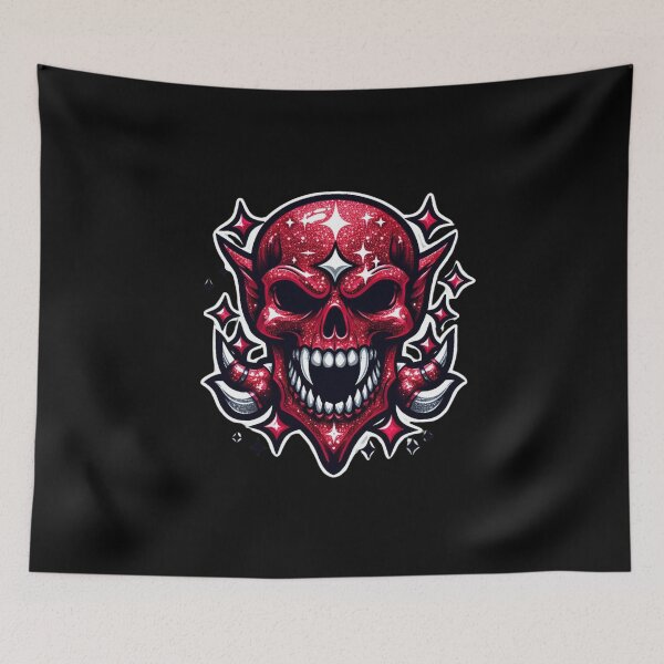Item preview, Glittery Red Fanged Skull designed and sold by Mark Cannon.