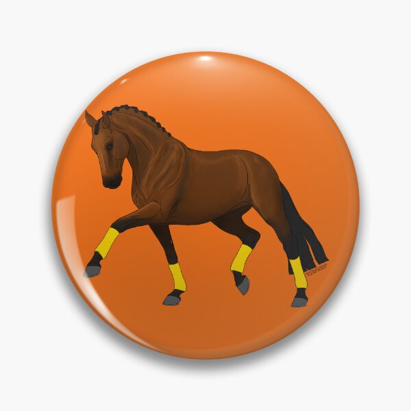 Item preview, Trotting Bay Warmblood with Yellow Wraps designed and sold by DappledMoon.