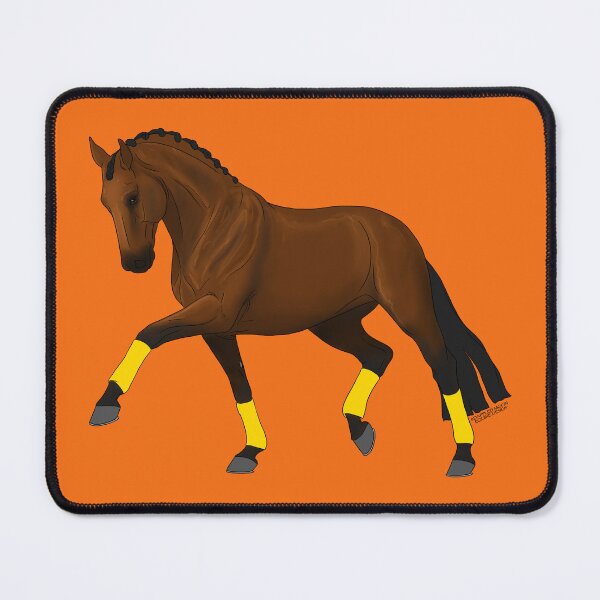 Item preview, Trotting Bay Warmblood with Yellow Wraps designed and sold by DappledMoon.