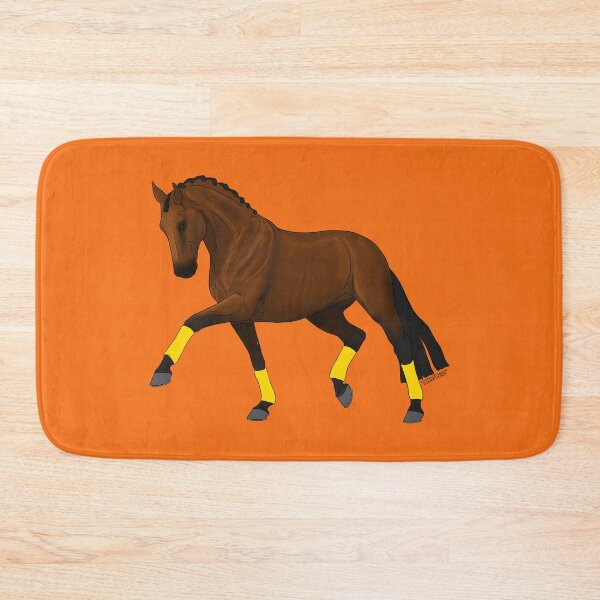 Item preview, Trotting Bay Warmblood with Yellow Wraps designed and sold by DappledMoon.