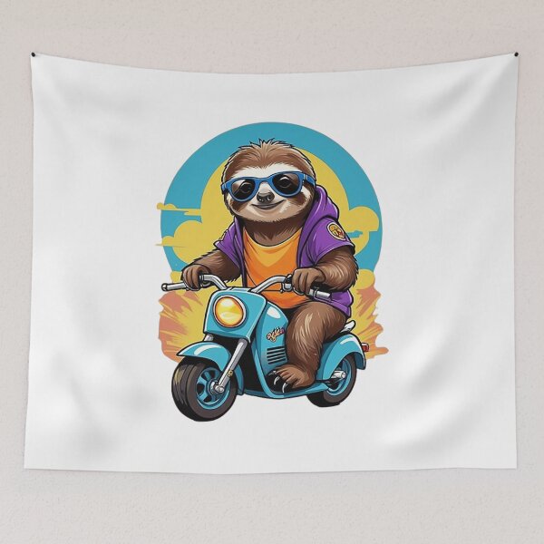 Item preview, Motorbike Riding Sloth designed and sold by likbatonboot.