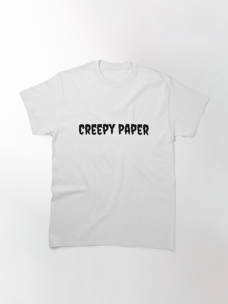 Aperçu 3 sur 7. T-shirt classique avec l'œuvre Creepy Paper – Ce que nous faisons dans l’ombre créée et vendue par makayla826.