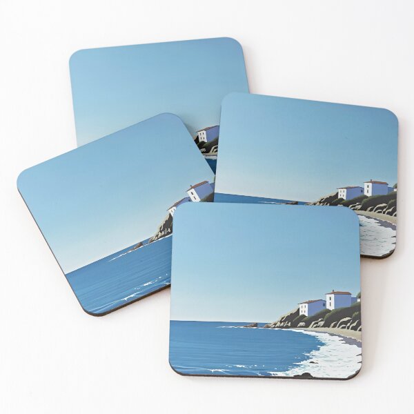 Item preview, Minimalistic Painting of a mediterranean seaside - mediterranean landscape for you to dream away designed and sold by Captainspammmmm.