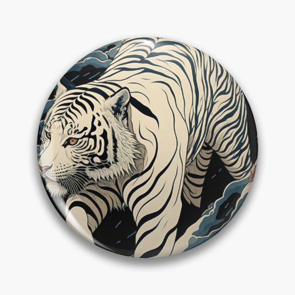 Item preview, White Tiger Ukiyo Painting Japanese Art Painting designed and sold by AdamesArtStudio.