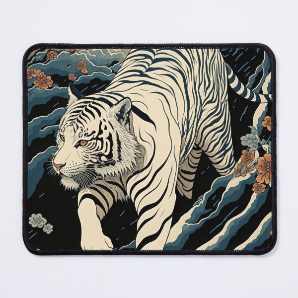 Item preview, White Tiger Ukiyo Painting Japanese Art Painting designed and sold by AdamesArtStudio.