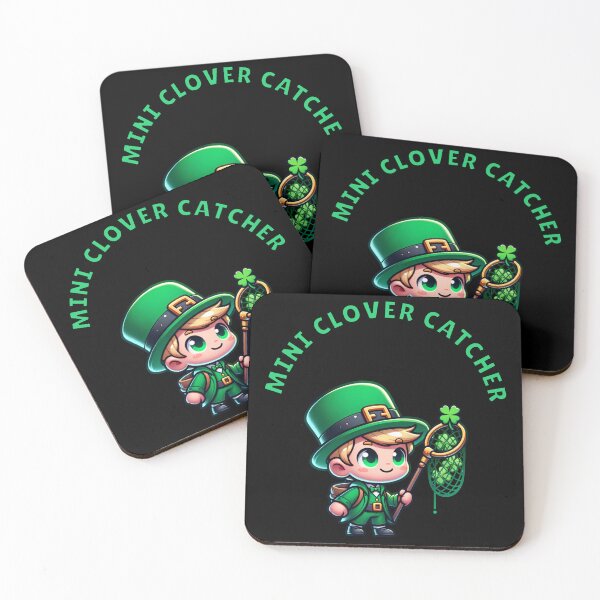 Item preview, "Mini Clover Catcher" - Little Leprechaun Catching Shamrocks! St. Patrick's Spirit designed and sold by AnalajiaDesigns.