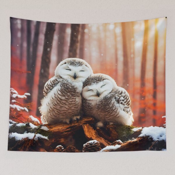 Item preview, Snow Owls in Love designed and sold by Lava Tigers Art.