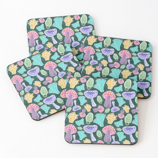 Item preview, Vibrant Watercolor Mushrooms, Teal designed and sold by serafineaandd.