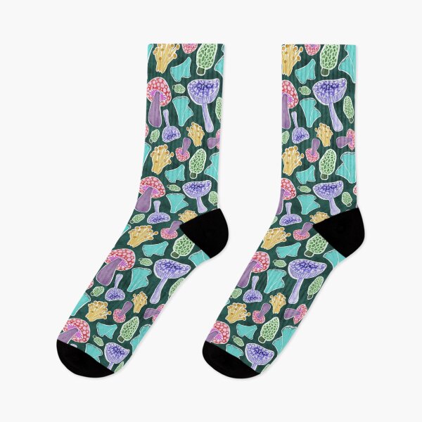 Item preview, Vibrant Watercolor Mushrooms, Teal designed and sold by serafineaandd.