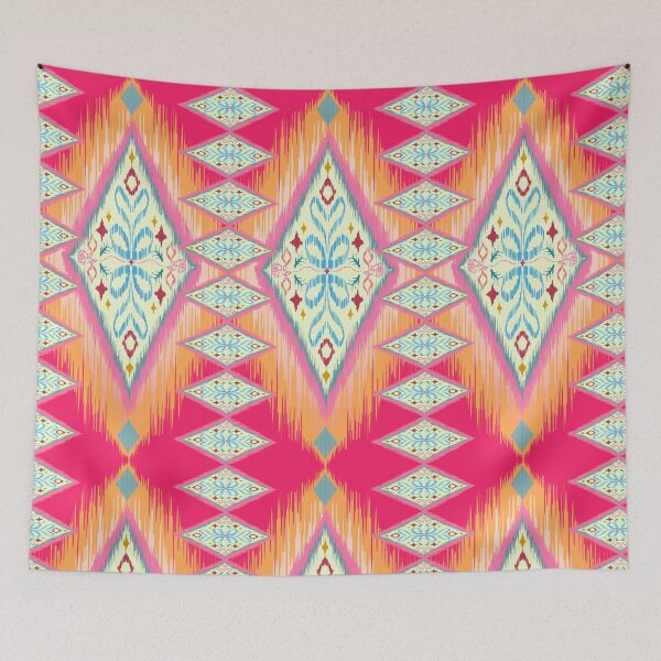 Item preview, Colorful Ikat ethnic pattern design. Seamless embroidery pattern line up. Patchwork ornament. Abstract illustration, textile. designed and sold by rollingfakedice.