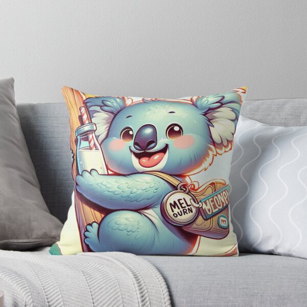 Item preview, baby koala animal with milk bottle on eucalyptus tree designed and sold by Bubududu1234.