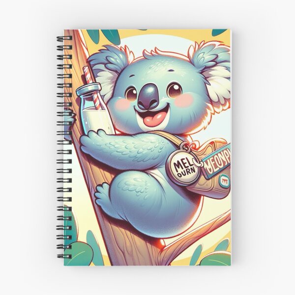Item preview, baby koala animal with milk bottle on eucalyptus tree designed and sold by Bubududu1234.