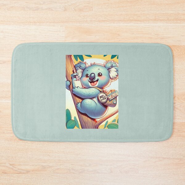 Item preview, baby koala animal with milk bottle on eucalyptus tree designed and sold by Bubududu1234.