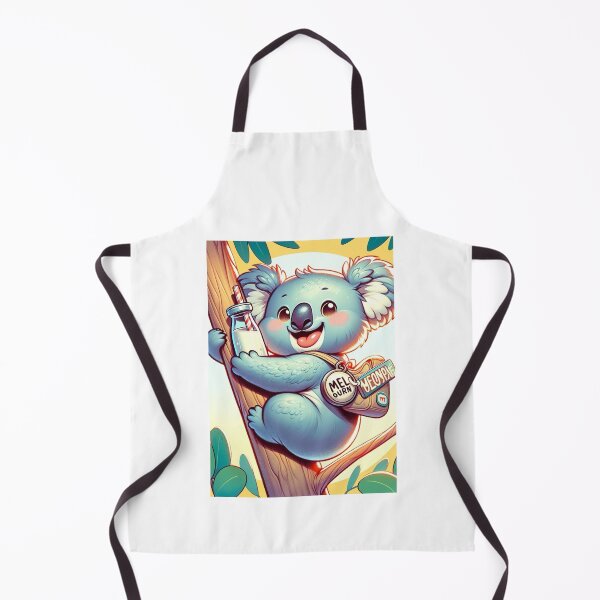 Item preview, baby koala animal with milk bottle on eucalyptus tree designed and sold by Bubududu1234.