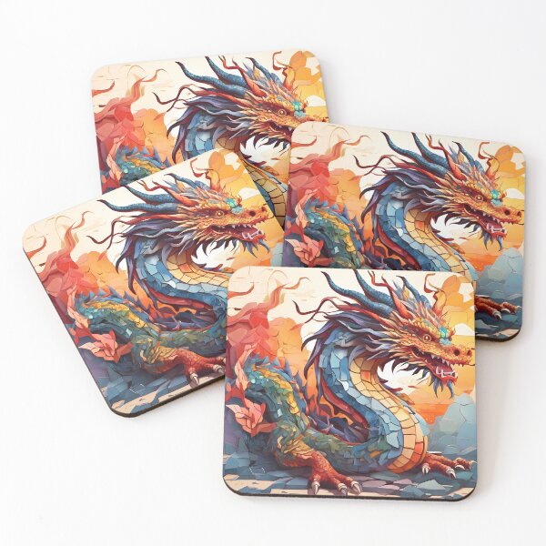 Item preview, Sunrise Mosaic: Dragon's Mythical Glow designed and sold by purrfect pattern.