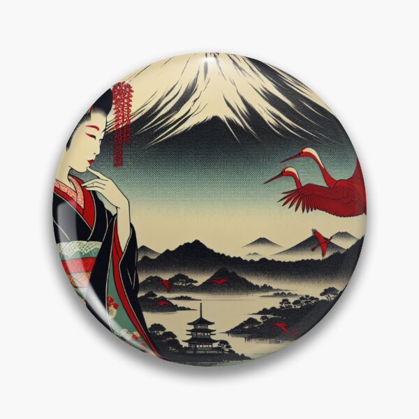 Item preview, Retro Vintage Japanese Geisha Shinto Nature Landscape Print designed and sold by HippieFarms11.