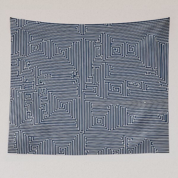 Item preview, blue and white Labyrinth pattern designed and sold by Pixevol.