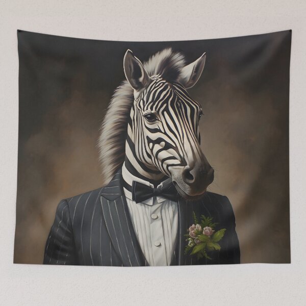 Item preview, Zebra Portrait Dapper Animal Art designed and sold by ConfettiSkyArt.