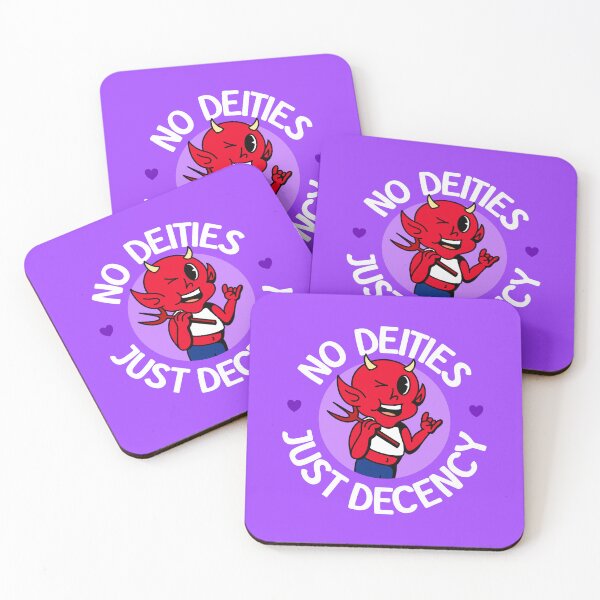 Item preview, No Deities Just Decency - Cute Queer Atheist Devil designed and sold by Picket Club.