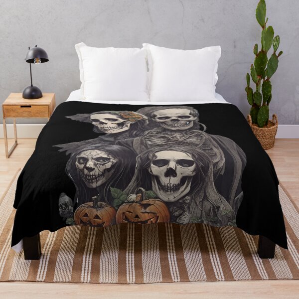 Item preview, scary skulls and skeletons with pumpkins with candles halloween horror inspired fashion designed and sold by Carlos Gudino.