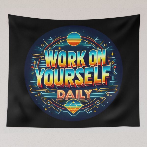 Item preview, Work on yourself daily, typography, retro designed and sold by maxmaj.