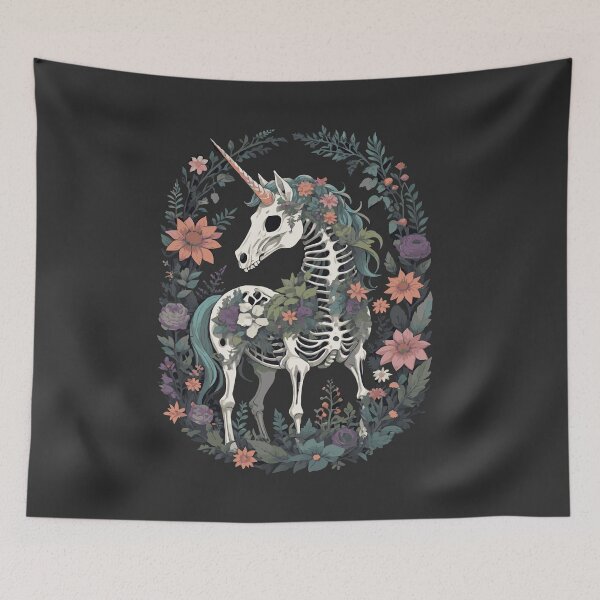 Item preview, Floral Skeleton Unicorn designed and sold by Sarcastic Narwhal.