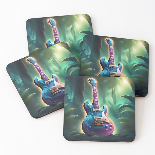 Item preview, Electric blue guitar in the jungle designed and sold by Artbellachi.