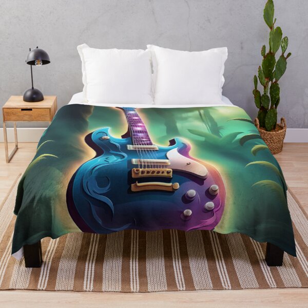 Item preview, Electric blue guitar in the jungle designed and sold by Artbellachi.
