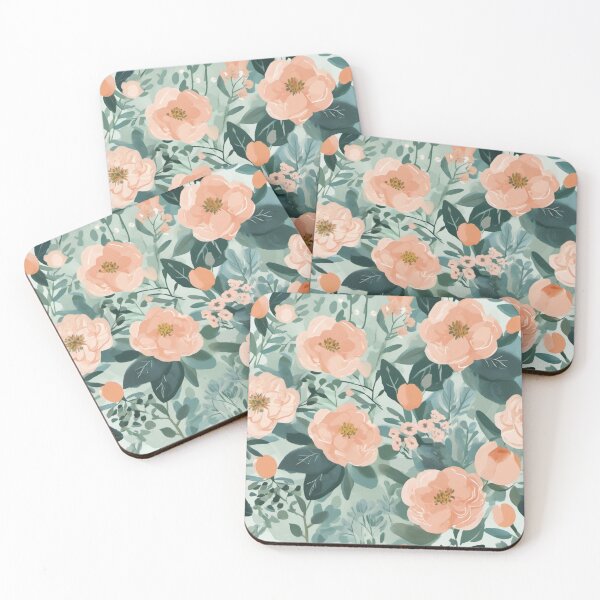 Item preview, Green and peach floralillustration  designed and sold by TeeToDate.