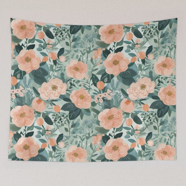 Item preview, Ilustración floral verde y melocotón designed and sold by TeeToDate.