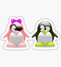 Amorous penguin couple Sticker