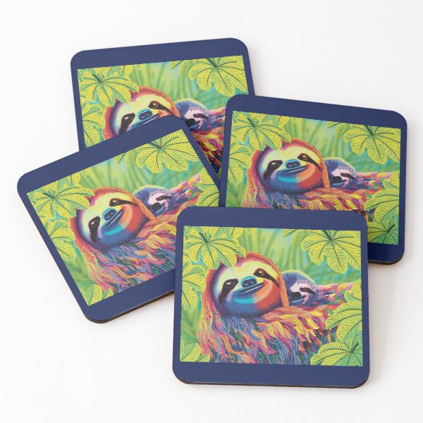Item preview, Colorful Sloth Mom and Baby designed and sold by Catherine Harrison.
