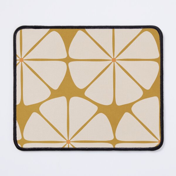 Item preview, White, Mustard Yellow Retro Florals Pattern designed and sold by technicolorable_art.