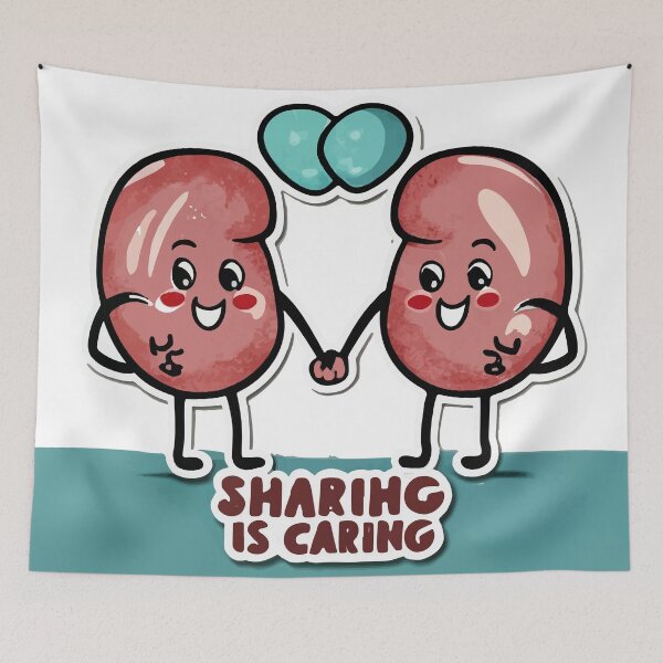 Item preview, Playful Cartoon Kidneys with 'Sharing is Caring' Quote designed and sold by NiftyWrx.