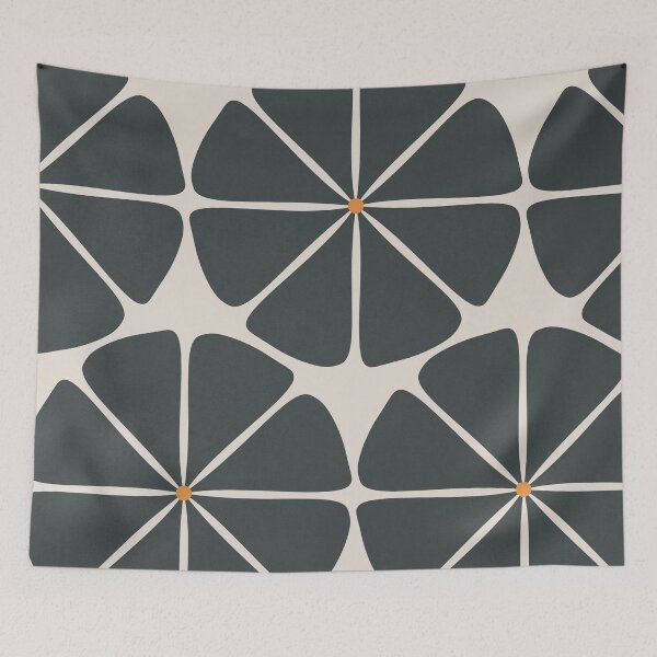 Item preview, Black Retro Florals Pattern designed and sold by technicolorable_art.