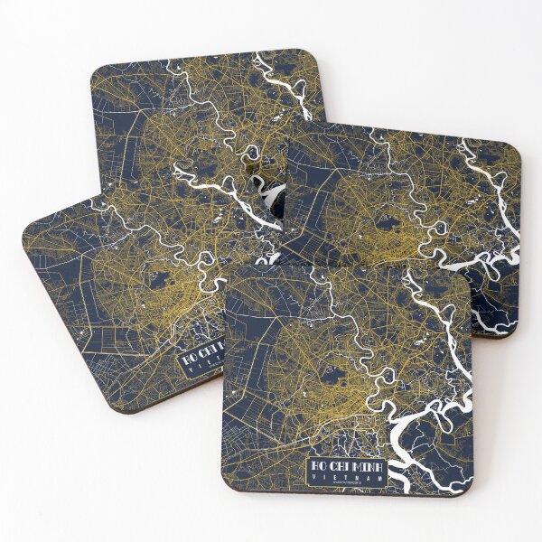 Item preview, Ho Chi Minh City Map of Vietnam - Gold Art Deco designed and sold by deMAP.