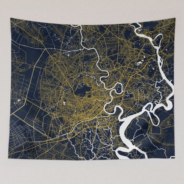 Item preview, Ho Chi Minh City Map of Vietnam - Gold Art Deco designed and sold by deMAP.
