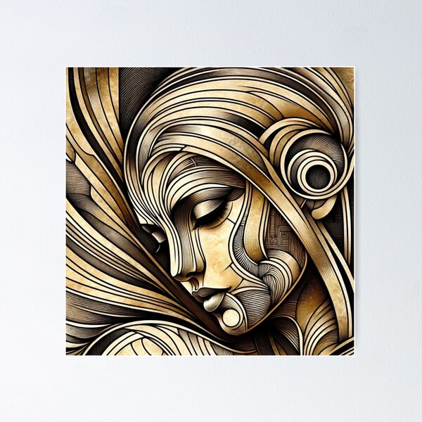 Item preview, Elegant Art Deco Inspired Woman Sticker – Vintage Style, Intricate Lines, and Graceful Beauty for Laptops, Planners, and Gifts designed and sold by AlphaPODMonkey.