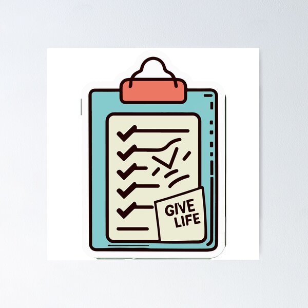Item preview, Give Life Checklist Clipboard Design designed and sold by NiftyWrx.