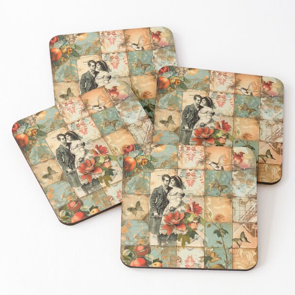 Item preview, Vintage Chabby Mosaics Tile Birds Fruits designed and sold by GrinGalore.