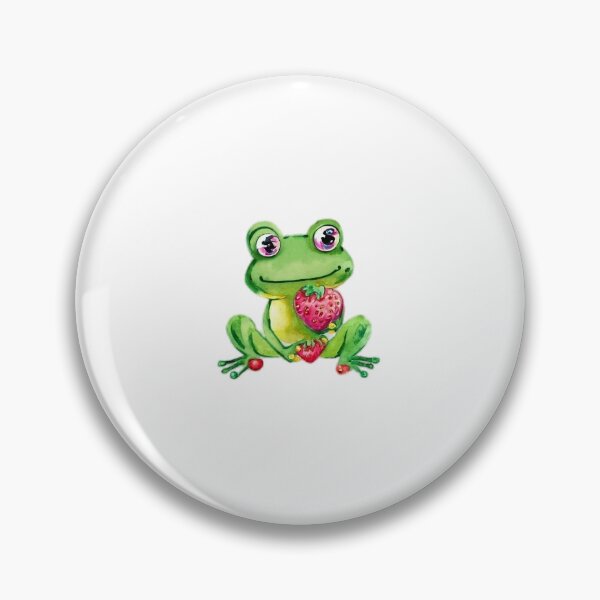 Item preview, Watercolor cute frog holding a strawberry designed and sold by pandazombie98.