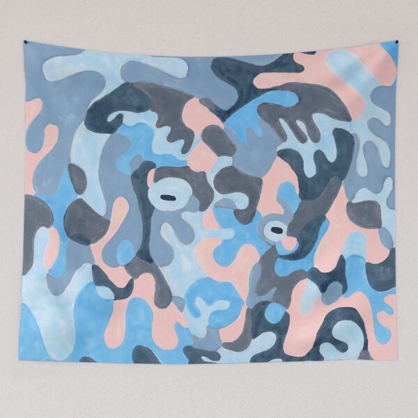 Item preview, Sheep Abstract in Blues and Pink designed and sold by inklets.