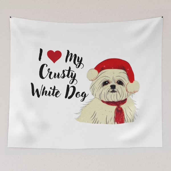 Item preview, Cute Little Crusty White Dog with Fluffy Curly Haired Christmas designed and sold by FociCreate.