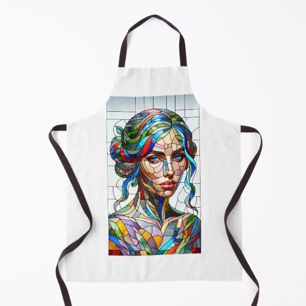 Item preview, Portrait of a woman depicted in the style of a stained glass window, with colorful glass pieces and lead reinforcements designed and sold by AndreaMart.