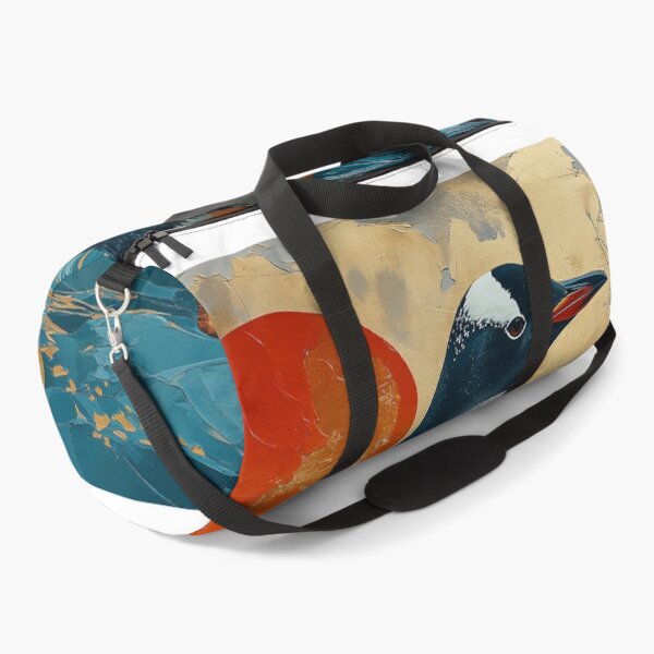 Item preview, Penguin art standing in turquoise water with a red sun designed and sold by Rockwpapart.