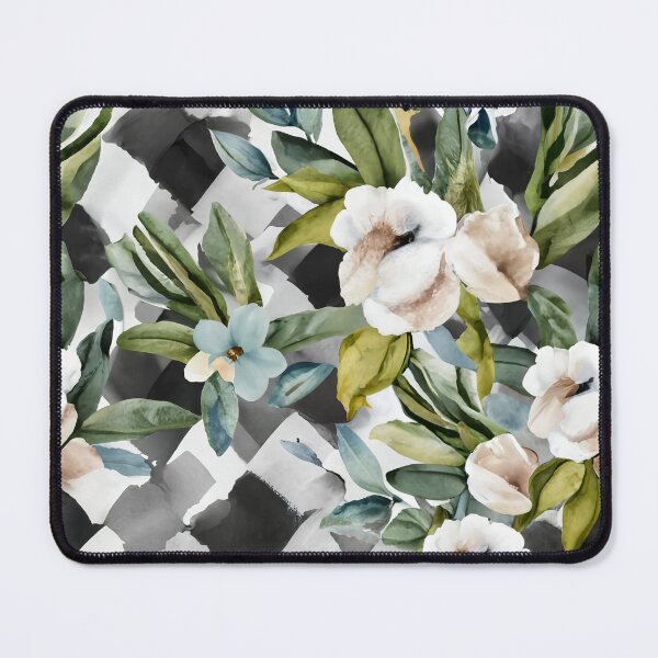 Item preview, Watercolor Floral Diagonal Black and White Buffalo Check designed and sold by Tamas Das.