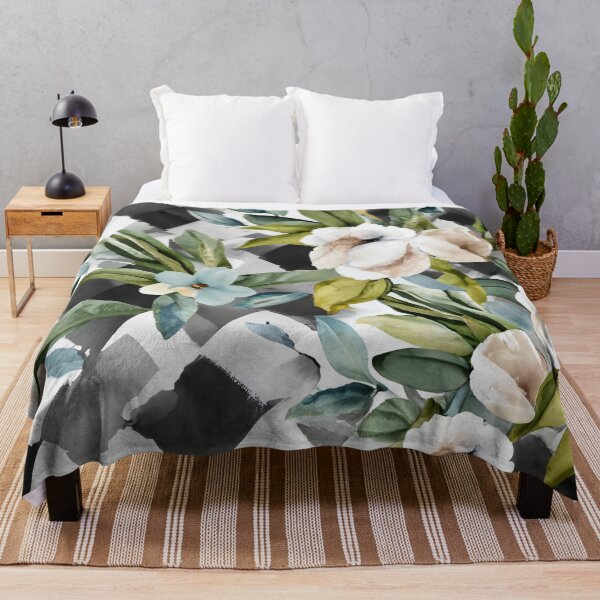 Item preview, Watercolor Floral Diagonal Black and White Buffalo Check designed and sold by Tamas Das.